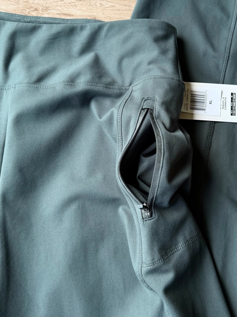 Marika Travel & Commute Wide Leg Pants XL Green High Rise Stretch Zip Pocket NWT - Picture 8 of 16